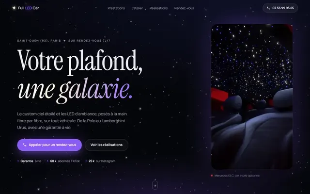 Page d'accueil du site Full LED Car