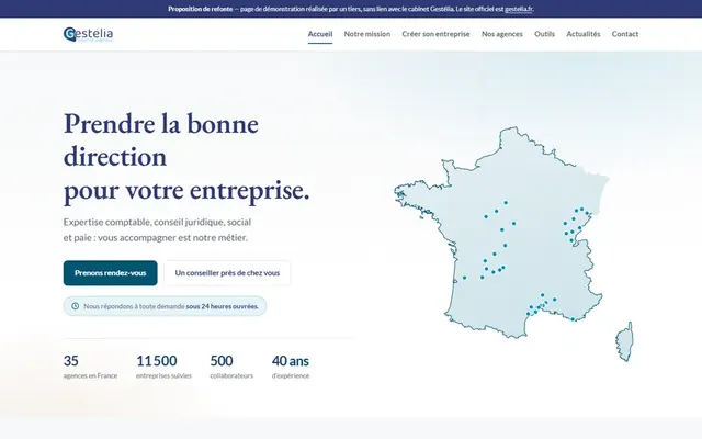 Page d'accueil du site Gestélia