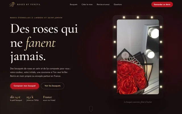 Page d'accueil du site Roses by Tenzya